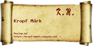Kropf Márk névjegykártya